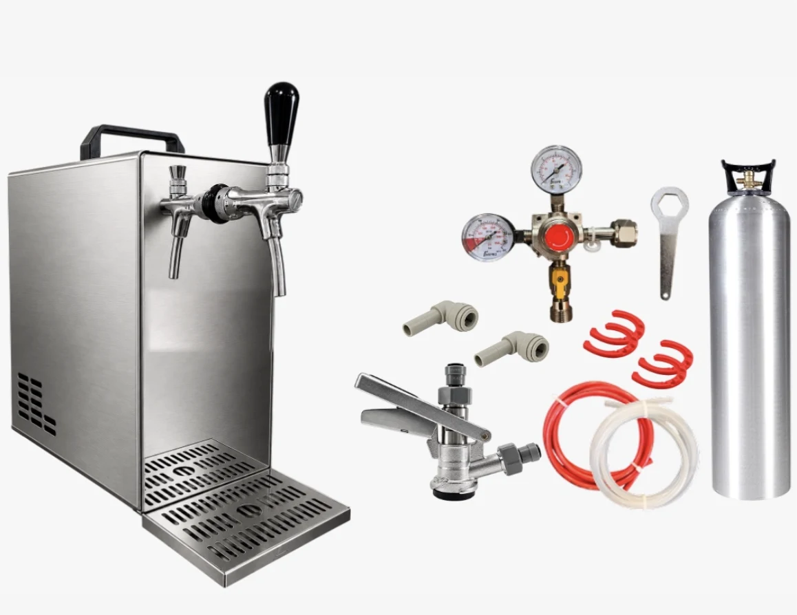 Kit cervecero ejecutivo: enfriador de acero inoxidable, regulador, cilindro de CO2 y pinchador tipo D