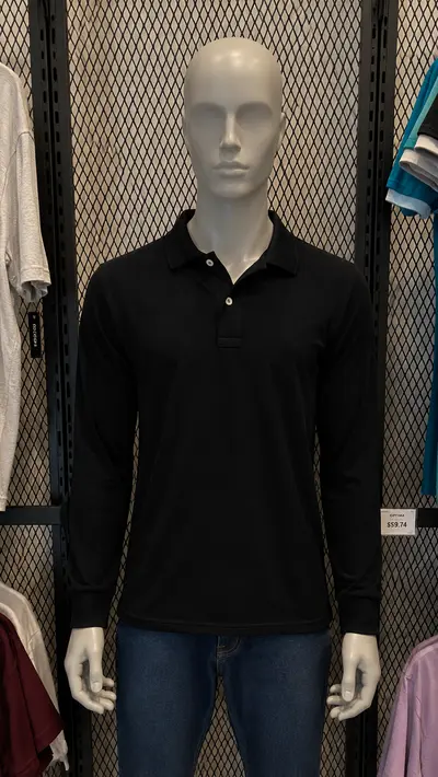 Polo Manga Larga negro Mérida